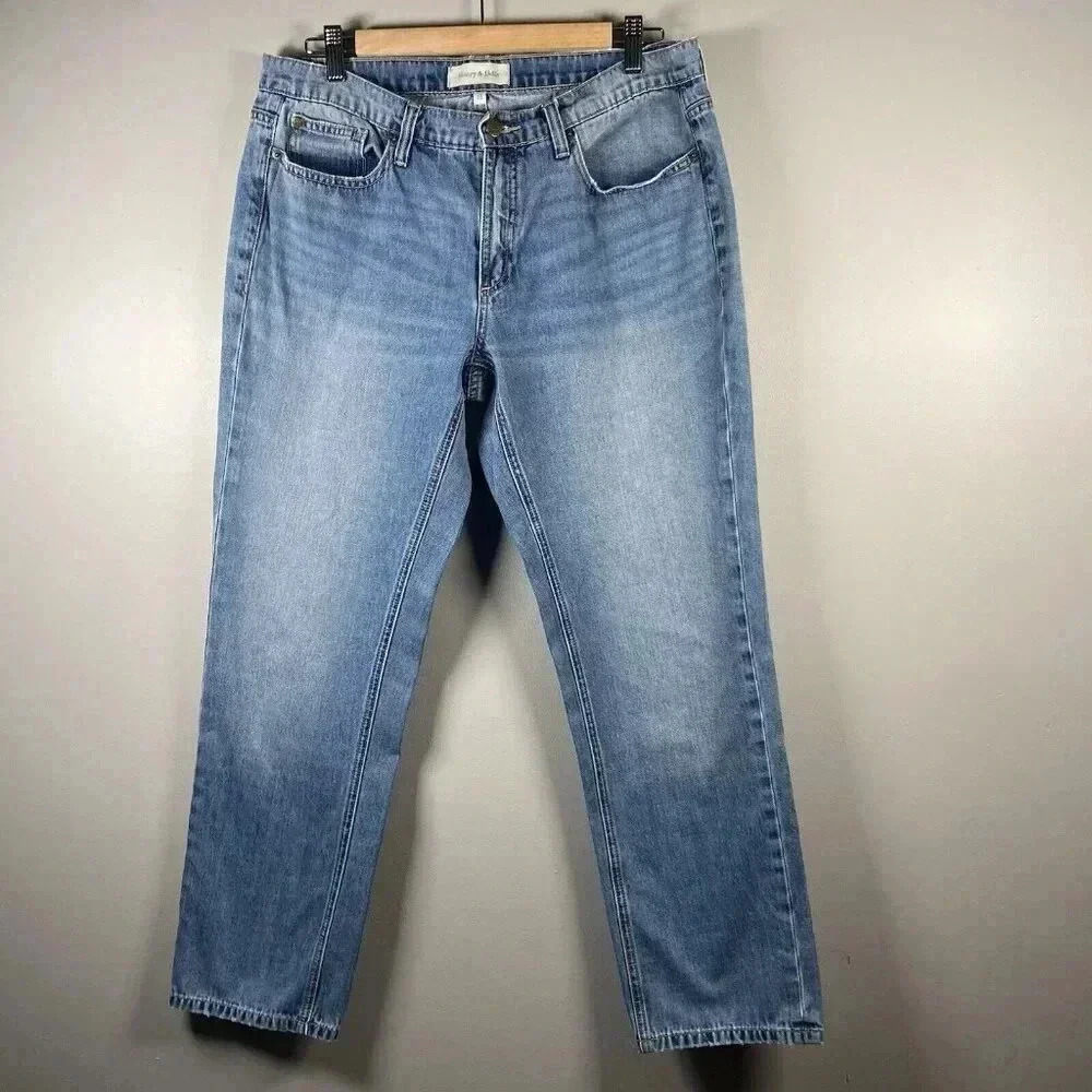 Henry & Belle Paxton Jeans Women's Size 32 Blue Mid‎ Rise Med Wash Whisker Faded